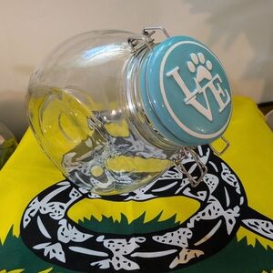 Glass Dog 🐕 Treat Container with Ceramic Lid